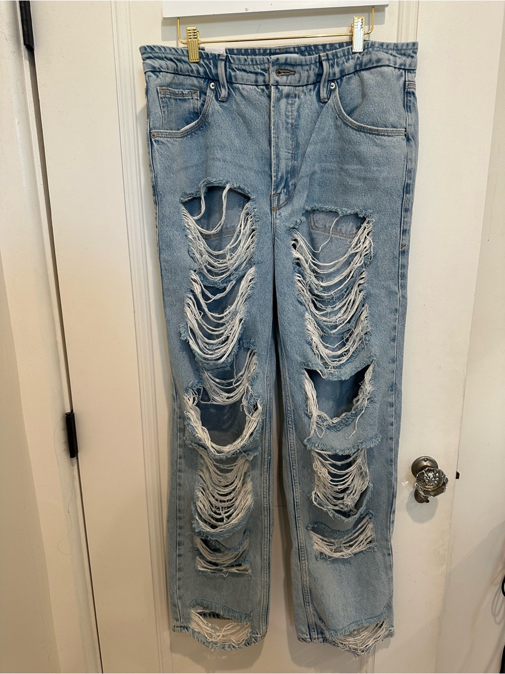 Good American Light Blue Distressed Women's Jeans Size 12/31